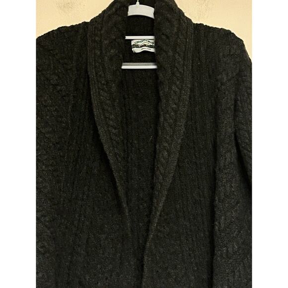 Aran Crafts Wool Cardigan Sweater •S• Irish Ireland Open Front Cable Fisherman - Picture 11 of 11
